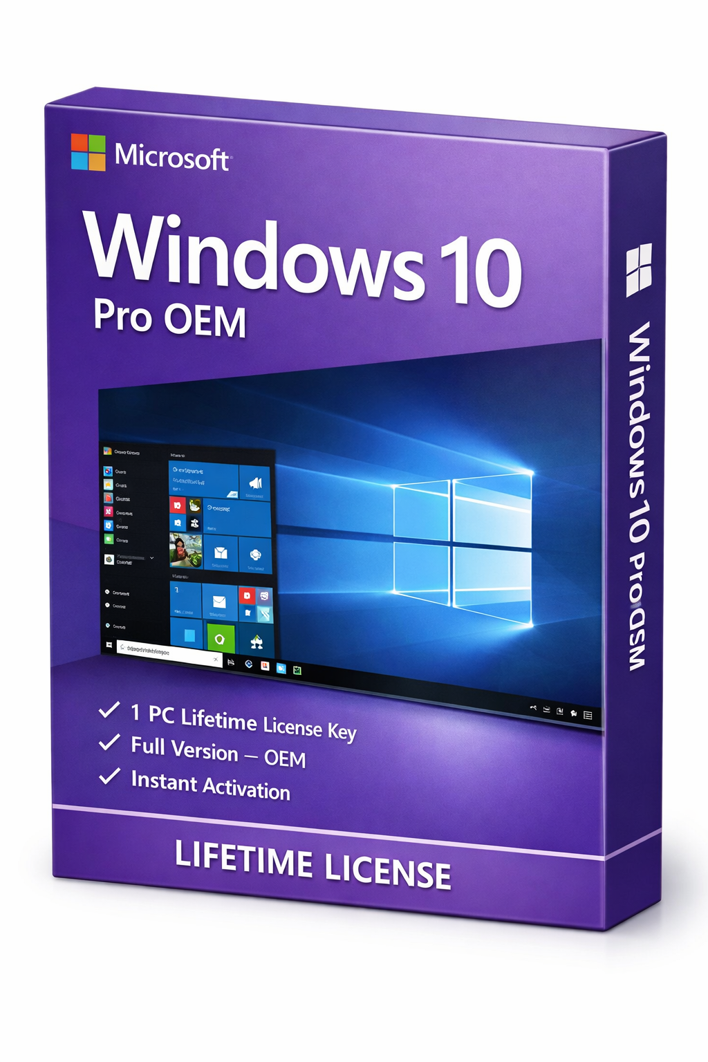 Windows 10 Pro OEM – Lifetime License Key for 1 PC – Genuine